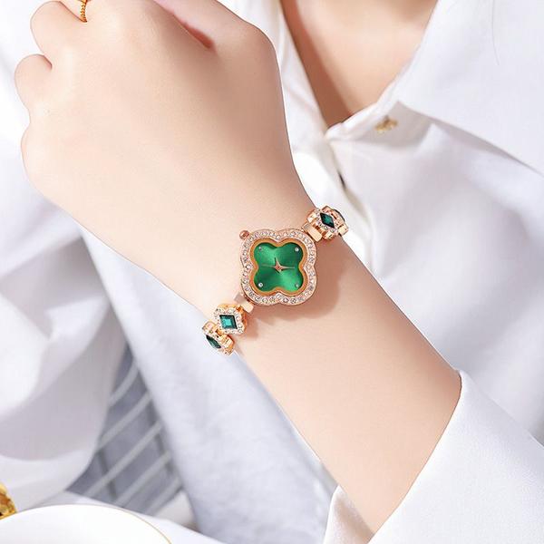 Imagem de Relógio Quartz Diamond Incrustado à Prova d'água 27mm - Dourado e Verde