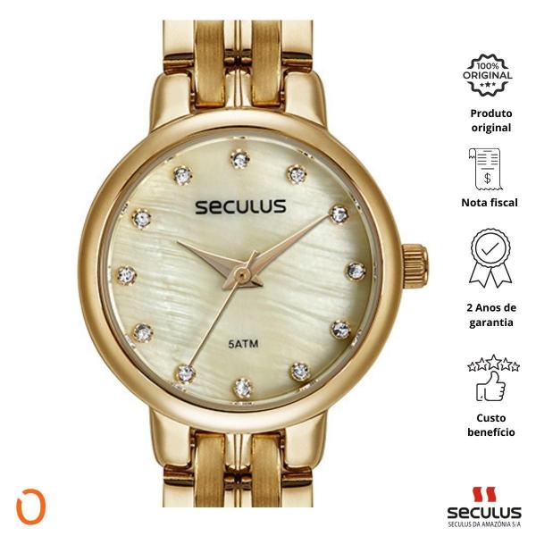 Imagem de Relógio Seculus Feminino 77189LPSKDS1K1 Dourado 25mm