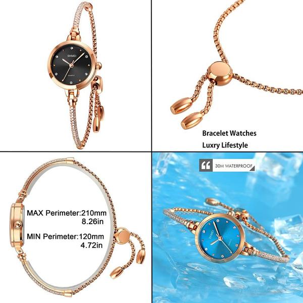 Imagem de Relógio SKMEI para pulseira Rose Gold Fashion Diamond Small 