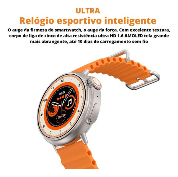 Imagem de Relógio Smart Digital Laranja Ultra 9 Original Masculino E Feminino Envio Já