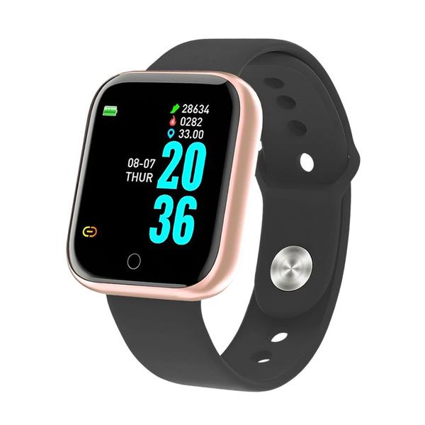 Imagem de Relógio Smart Fitness D20/Y68 Dourado Pulseira Preta Bluetooth Monitor de Saúde Unissex