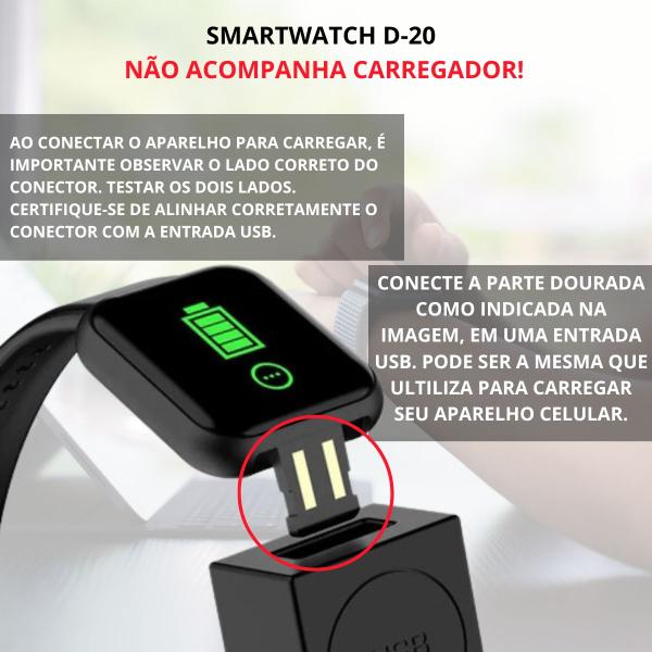 Imagem de Relógio Smart Watch Digital D20 Masculino / Feminino + Fone Bluetooth Sem Fio