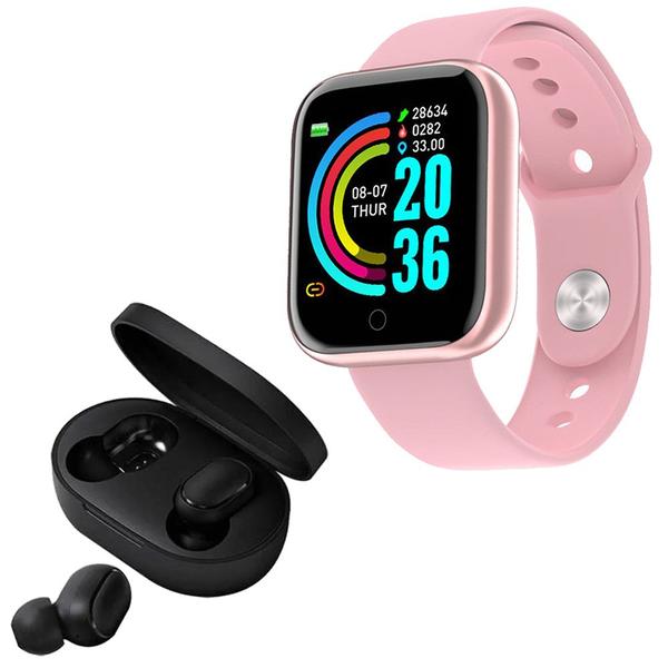 Relógio Smart Watch Digital D20 Masculino / Feminino + Fone Bluetooth Sem Fio - 01Smart Relógio Smart Watch Digital D20 Masculino / Feminino + Fone Bluetooth Sem Fio - 01Smart