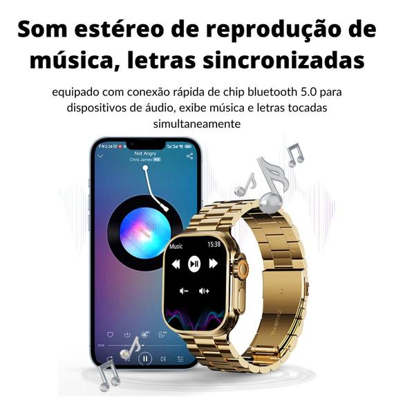 Imagem de Relogio Smartwatc Inteligente Preto Preto 3 pulseiras WS09 Para iPhone 8 X 11 12 13 14 Pro