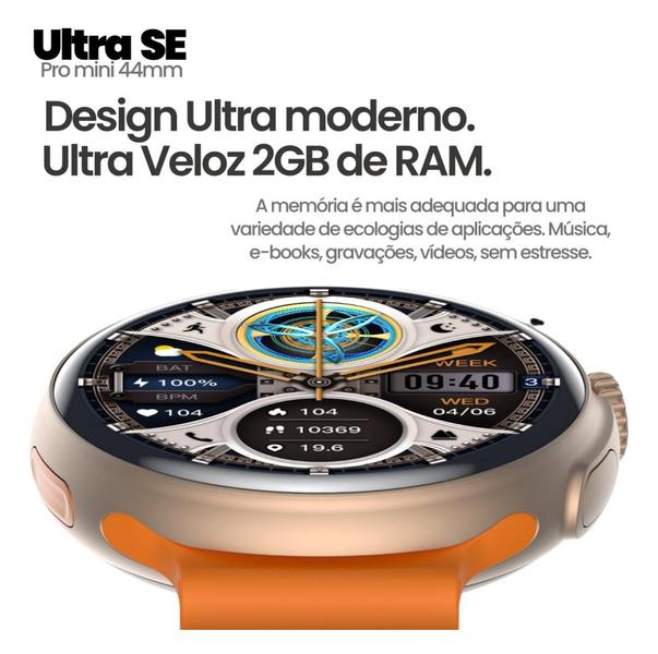 Imagem de Relógio Smartwatch 2 Pulseiras Ultra Se Mini Série 10 Amoled Microwear Redondo Multi-Funções Chamadas GPS NFC 