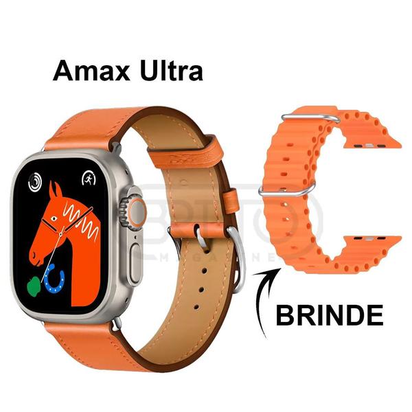 Imagem de Relogio Smartwatch Amax Ultra Lançamento 2023 Watch8 49mm Pulseira de Couro