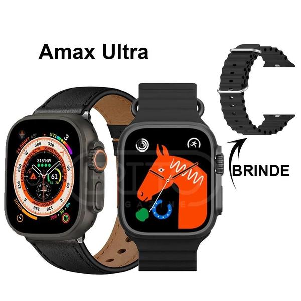 Imagem de Relogio Smartwatch Amax Ultra Lançamento 2023 Watch8 49mm Pulseira de Couro