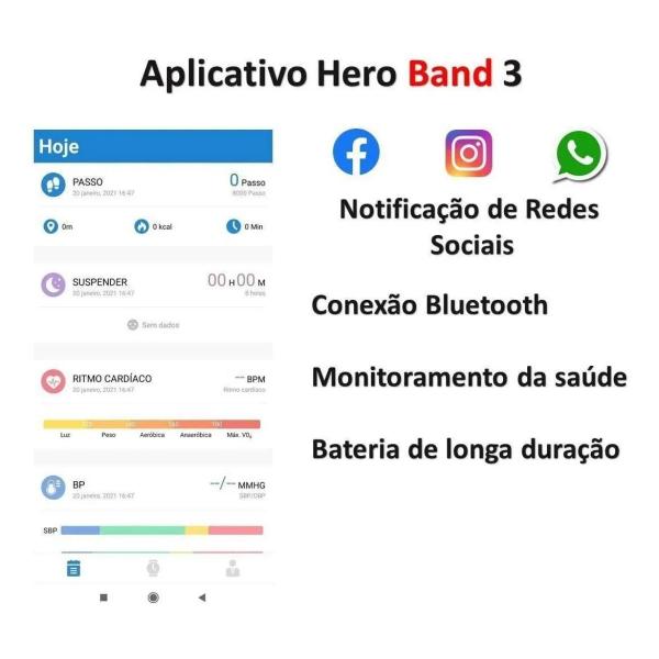 Imagem de Relógio SmartWatch B57 Hero Band 3 Compatível Com iOS Android