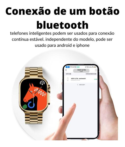 Imagem de Relógio Smartwatch Feminino E Masculino Prata 3 pulseiras Ws09 Luxo 24k Ultra Original Envio Já