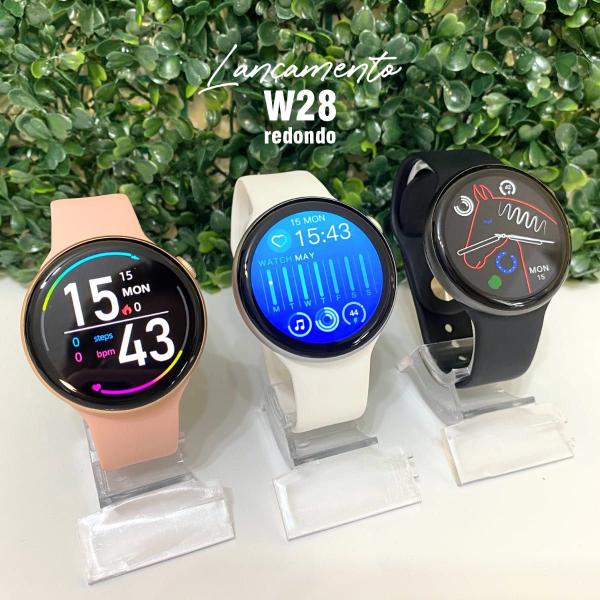 Imagem de Relógio Smartwatch Feminino E Masculino W28 Pro Redondo Preto