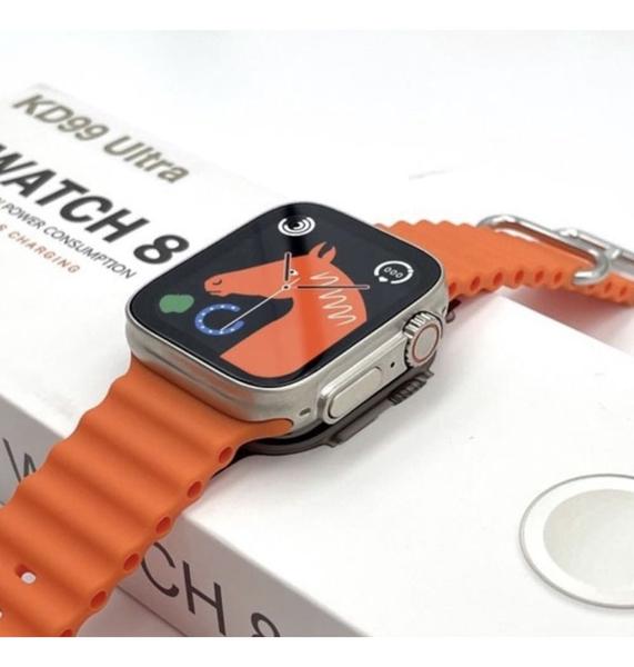 Imagem de Relogio Smartwatch Feminino Laranja Ultra 8 Para Samsung Android e IOS