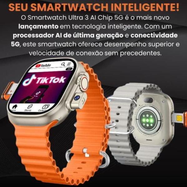 Imagem de Relogio Smartwatch Hw Ultra 2 Com Câmera Faz Ligação Com Chip 5g