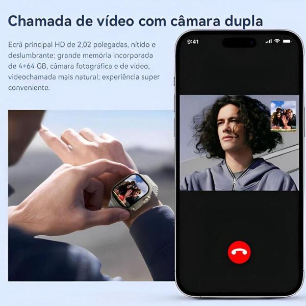 Imagem de Relógio Smartwatch Hw Ultra 2 Faz Ligação e Recebe Com Chip 5g e Câmera