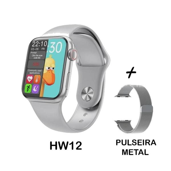 Imagem de Relógio Smartwatch Inteligente Hw12 41mm Android iOS Bluetooth + Pulseira Metal Extra