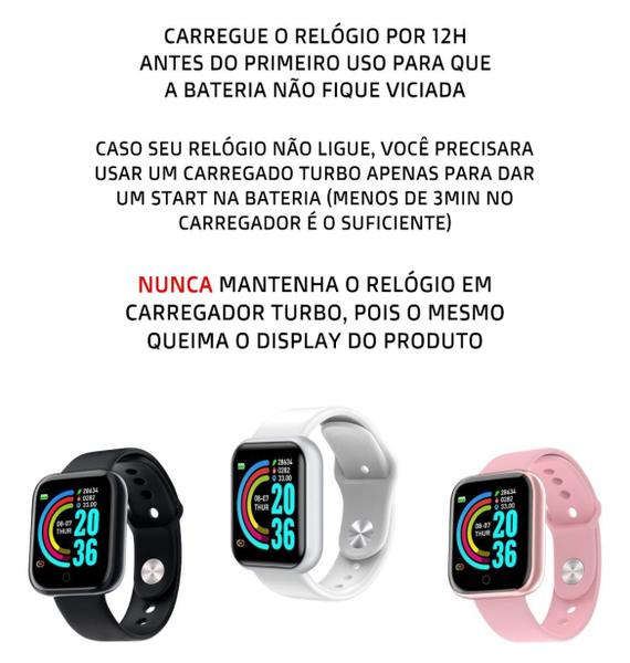 Imagem de Relógio Smartwatch Inteligente Y68 D20 2 Pulseiras Android iOS Bluetooth