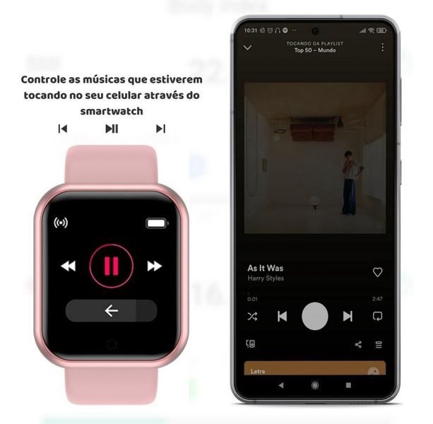 Imagem de Relógio Smartwatch Inteligente Y68 D20 2 Pulseiras Android iOS Bluetooth