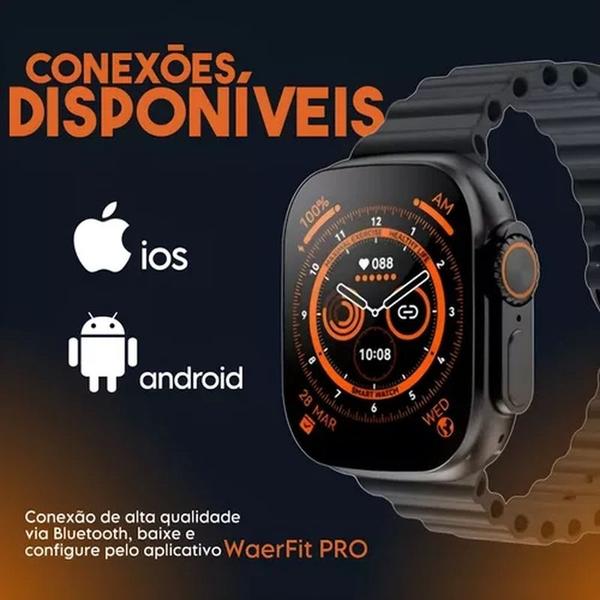 Imagem de Relógio Smartwatch Laranja Recebe e Faz Ligações Indução