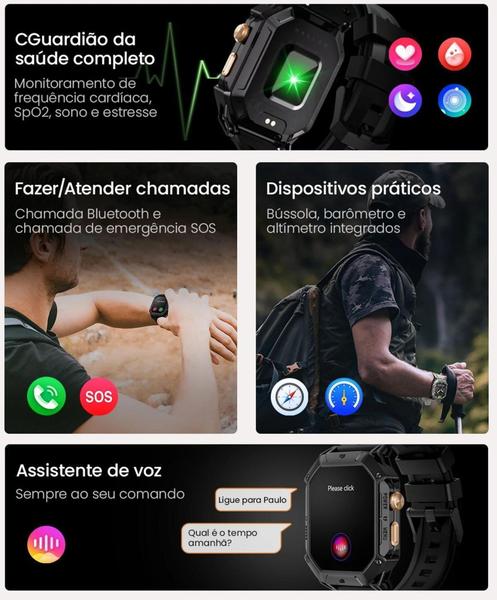 Imagem de Relógio Smartwatch Militar Haylou Iron N1 Tela Amoled 5atm Grey