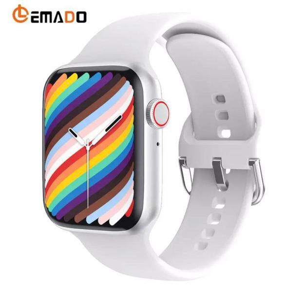 Imagem de Relogio Smartwatch Serie 7 com Tela Infinita Lançamento 2021 Branco + Pulseira Milanese - W37