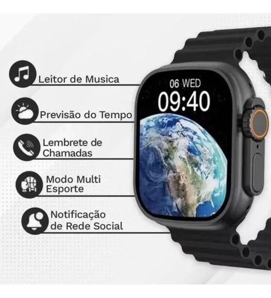 Imagem de Relógio Smartwatch T800 Ultra Preto 2 Inteligente Tela 49 Mm