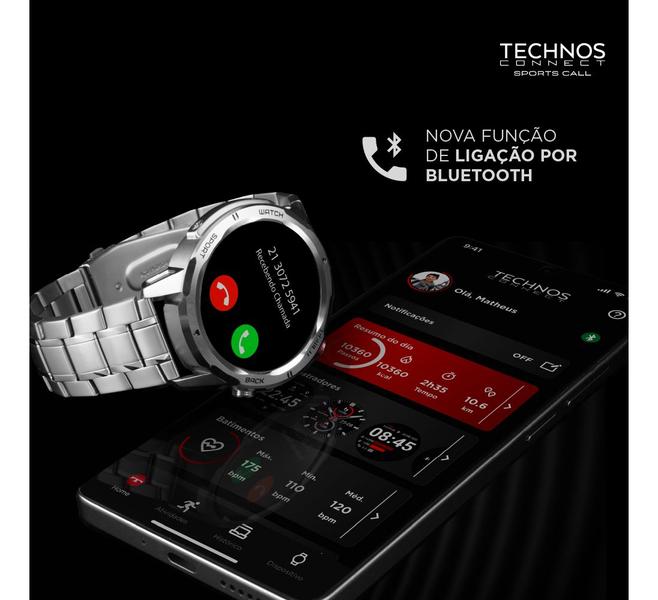 Imagem de Relógio Smartwatch Technos Cx Prateado Pulseira 2 Pulseiras