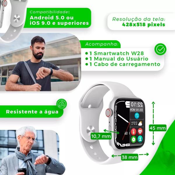 Imagem de  Relogio Smartwatch W28 Pro Com NFC Serie 8 45mm Lançamento