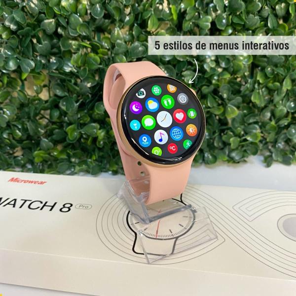 Imagem de Relógio Smartwatch W28 Pró Rosa Feminino E Masculino NFC