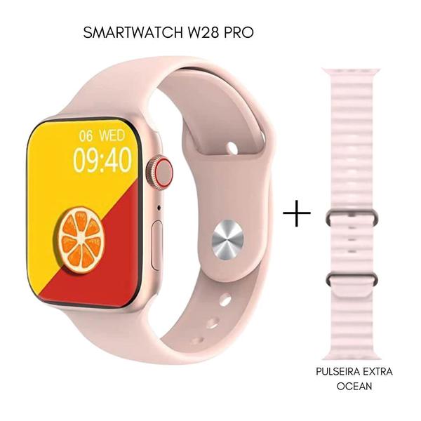 Imagem de Relogio Smartwatch W28 Pro Series 8 Lançamento 2023 Tela Infinita Chamadas Bluetooth + Pulseira extra Ocean