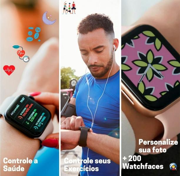 Imagem de Relogio Smartwatch W29 Pro 2 Pulseiras Gps Nfc Siri Esportes Academia Fitness Chamadas Masculino Feminino