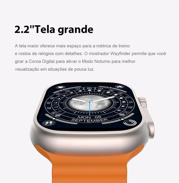 Imagem de Relogio Smartwatch W68 Ultra Max Serie 8 49mm NFC Trava Para Pulseiras Faz e recebe ligações