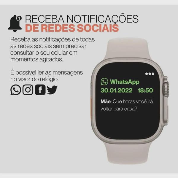 Imagem de Relógio  Smartwatch W68+ Ultra Series 8 Nfc Tela 2,02 Compativel Android e iOS