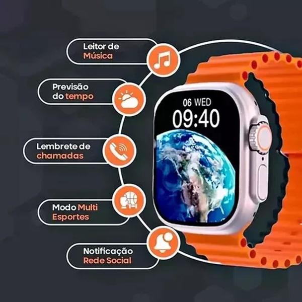 Imagem de Relógio Smartwatch W69 Ultra Series 9 Amoled Android IOS Nfc + 2 Pulseiras