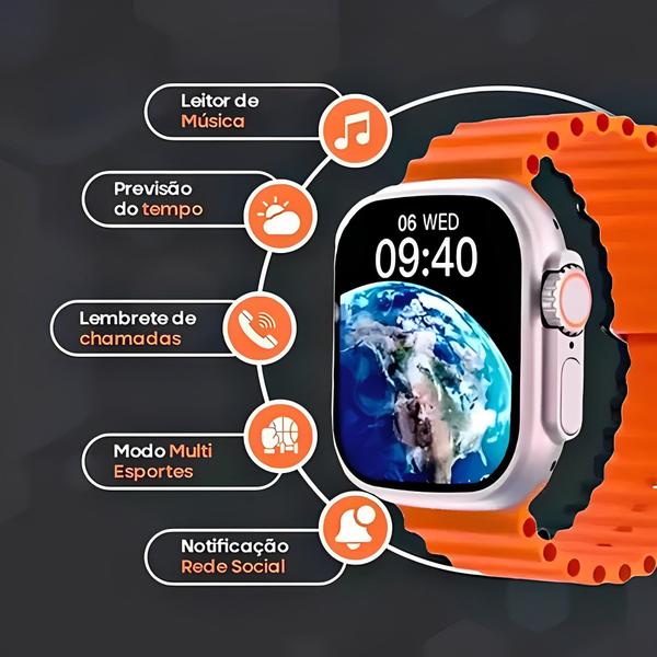 Imagem de Relógio Smartwatch W69 Ultra Series 9 Android Ios Amoled Nfc