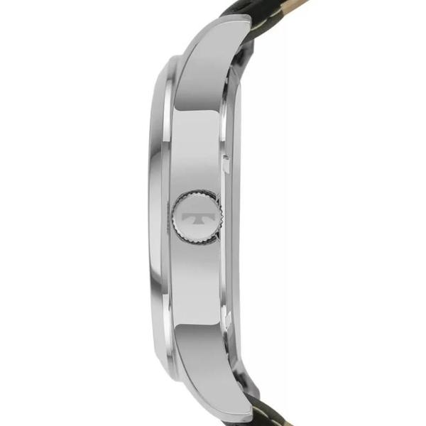 Imagem de Relógio Social Masculino Technos Steel Pulseira de Couro Preto Executivo Prateado Slim Leve 2115MZP/0P