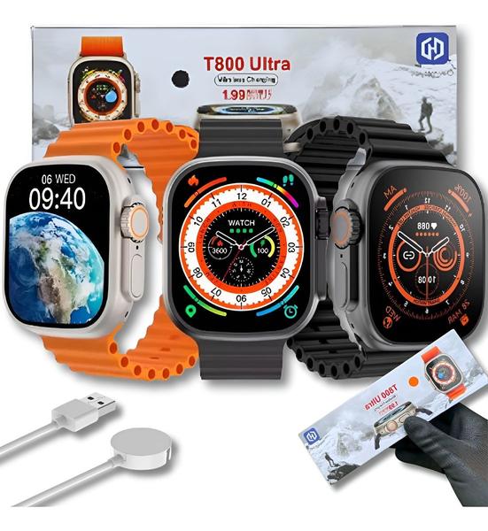 Relógio T800 Ultra Preto Series 8 NFC Faz Ligações e Fitness Esportivo - HPS Store Imagem de Relógio T800 Ultra Preto Series 8 NFC Faz Ligações e Fitness Esportivo