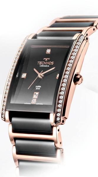Imagem de Relógio Technos Ceramic Feminino Dourado e Preto