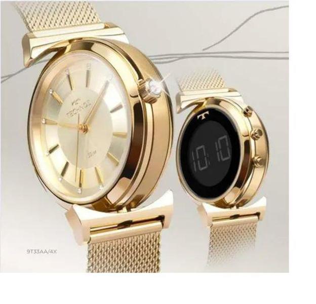 Imagem de Relogio technos curvas digital e analogico feminino dourado 9t33aa/4x