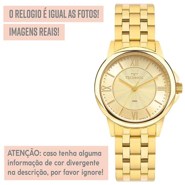 Imagem de Relógio Technos Dourado Feminino Original Garantia de 1 Ano