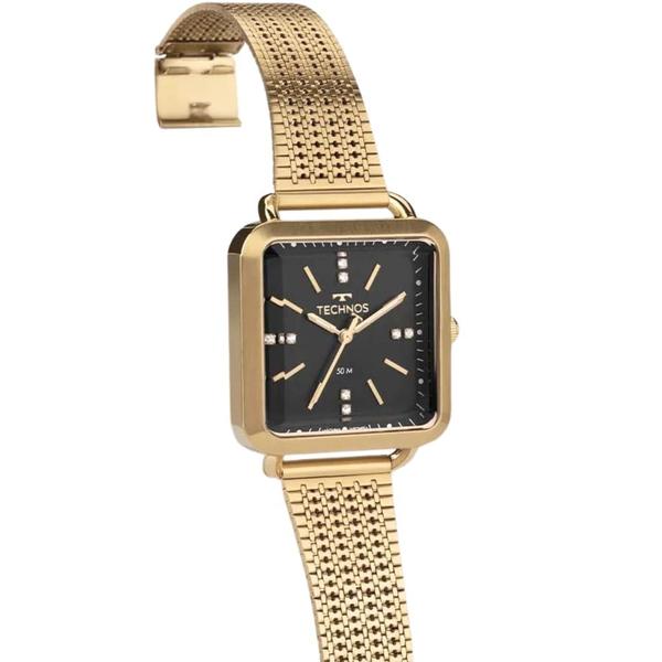 Imagem de Relógio Technos Fashion Style Feminino Dourado Pulseira Mesh Dourado Caixa Quadrada de Aço Inoxidável - 2036MME/4P