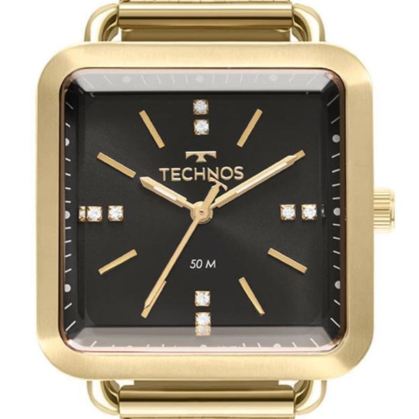 Imagem de Relógio Technos Fashion Style Feminino Dourado Pulseira Mesh Dourado Caixa Quadrada de Aço Inoxidável - 2036MME/4P