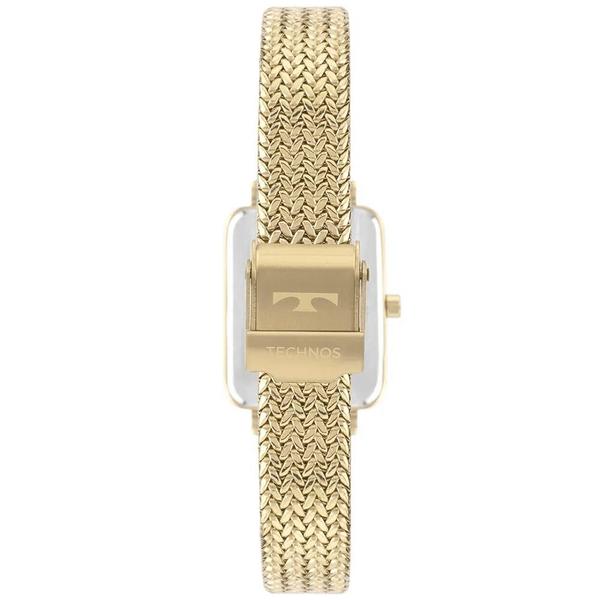 Imagem de Relogio Technos feminino dourado quadrado pequeno pulseira malha de aço mesh GL32AI/1D