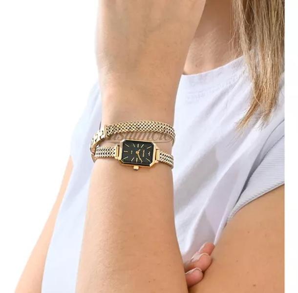 Imagem de Relógio Technos Feminino Elegance Elos Mini Dourado Fundo Preto Pulseira 2 Voltas 5Y20IX/1P