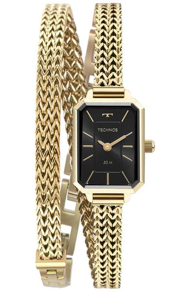 Imagem de Relógio Technos Feminino Elegance Mini Dourado Fundo Preto Pulseira 2 Voltas 5Y20IX/1P