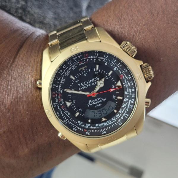 Imagem de Relógio Technos Masculino Anadigi Skydiver Dourado WT20565/4P