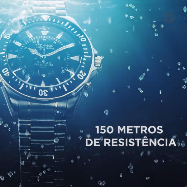 Imagem de Relógio Technos Masculino Skydiver Professional 150m Bicolor Fundo Azul Original WT2050AI 1A