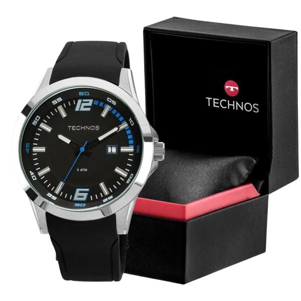 Imagem de Relógio Technos Prata Racer Redondo Masculino Confortável Silicone Prova d'Água 2115KPT/8A