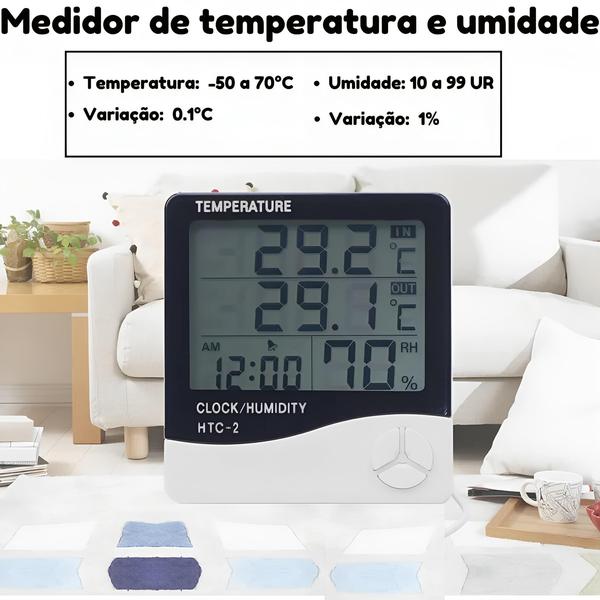 Imagem de Relógio Temperatura Umidade Termo-higrômetro Digital Led