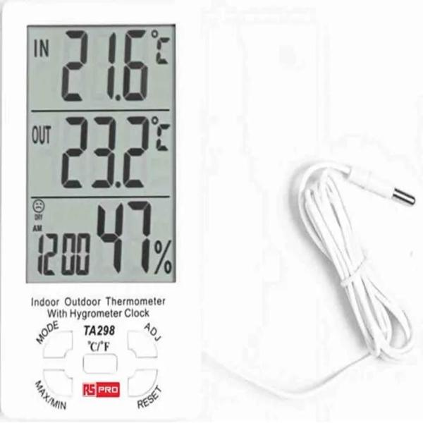 Imagem de Relogio termohigrometro estacao metereologica com sonda mede temperatura interna e externa