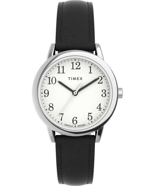 Imagem de Relógio Timex Easy Reader feminino, estojo de 30 mm, mostrador branco, pulseira preta