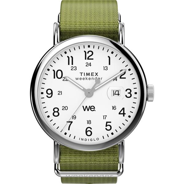 Imagem de Relógio Timex Weekender, caixa de 40 mm, mostrador branco, pulseira verde